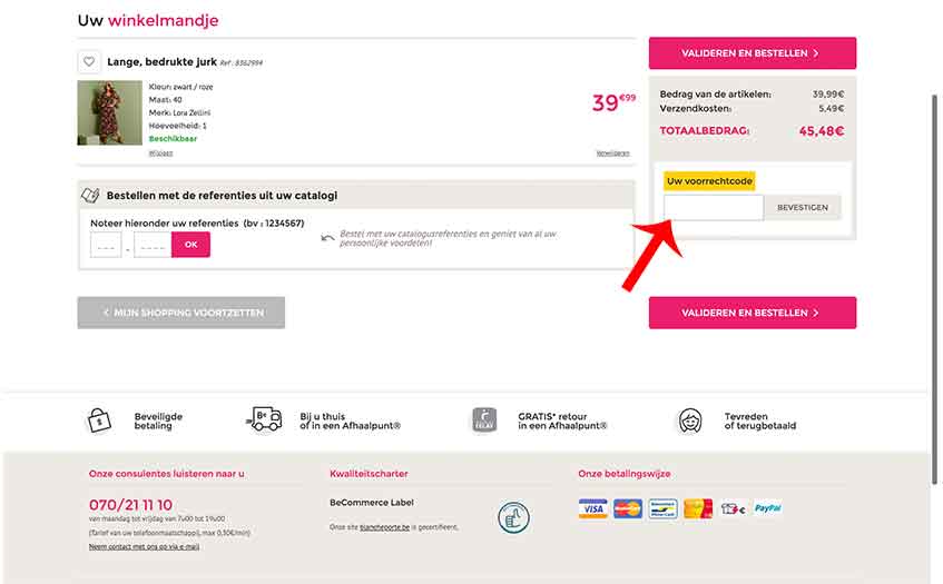 hoe gebruik ik een blancheporte kortingscode