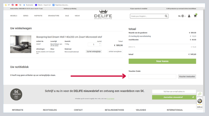 hoe gebruik ik een delife kortingscode