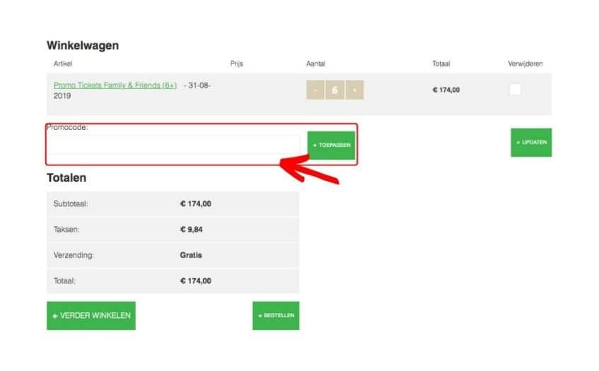 hoe gebruik ik een Bellewaerde kortingscode