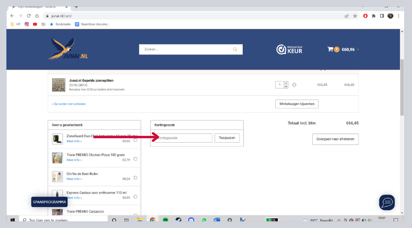 hoe gebruik ik een junai kortingscode
