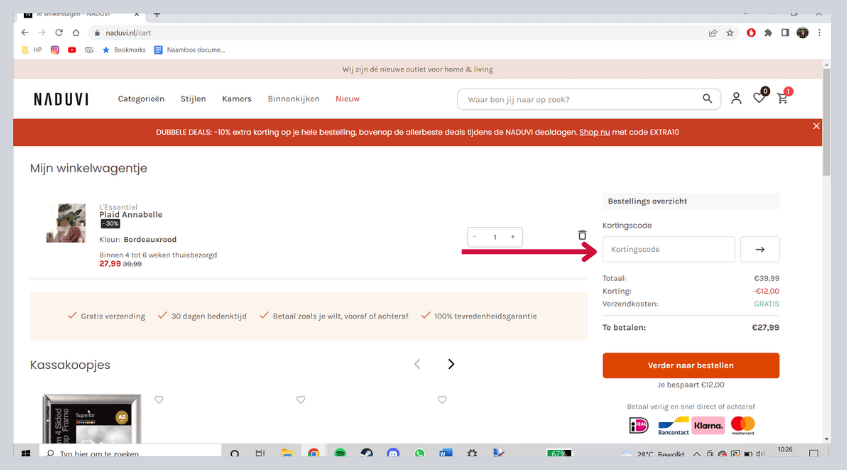 hoe gebruik ik een naduvi kortingscode