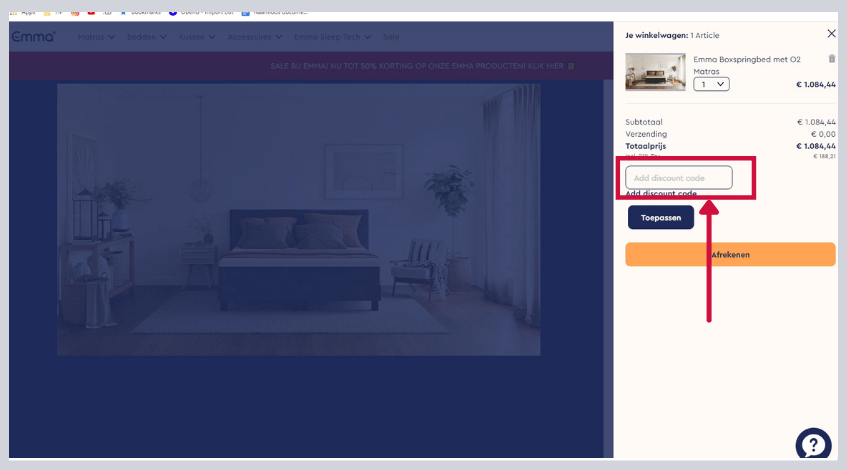 hoe gebruik ik een emma matras kortingscode