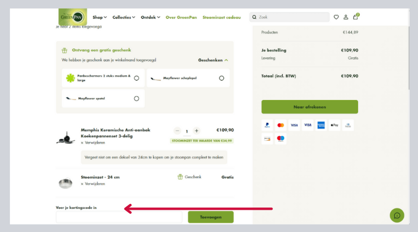hoe gebruik ik een greenpan kortingscode