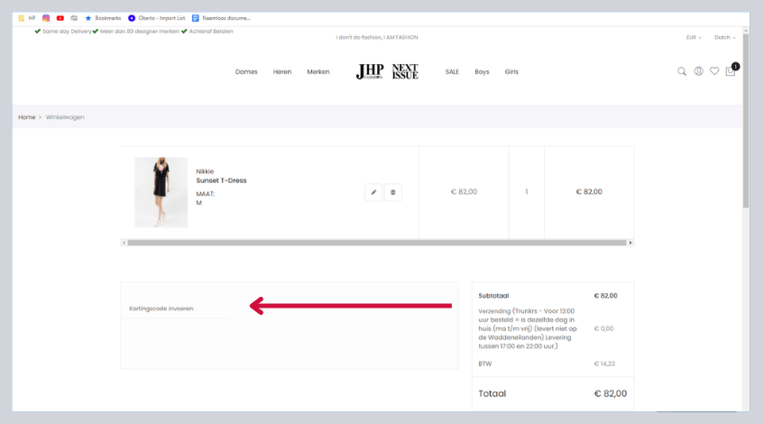 hoe gebruik ik een jhp fashion kortingscode