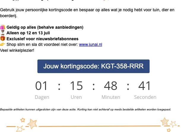 Junai Kortingscode