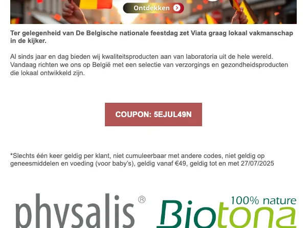 Bewijs van coupon - Viata - Viata [[nationale feestdag]] €5 korting op Belgische producten - verlopen