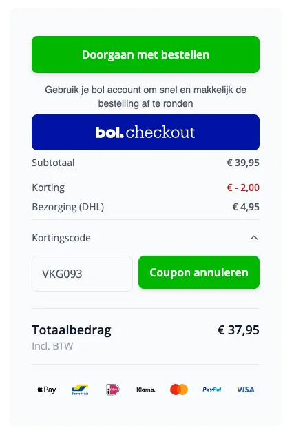 Bewijs van coupon - Voetbalshirtskoning - Kortingscode: [[5% korting]] op je eerste bestelling
