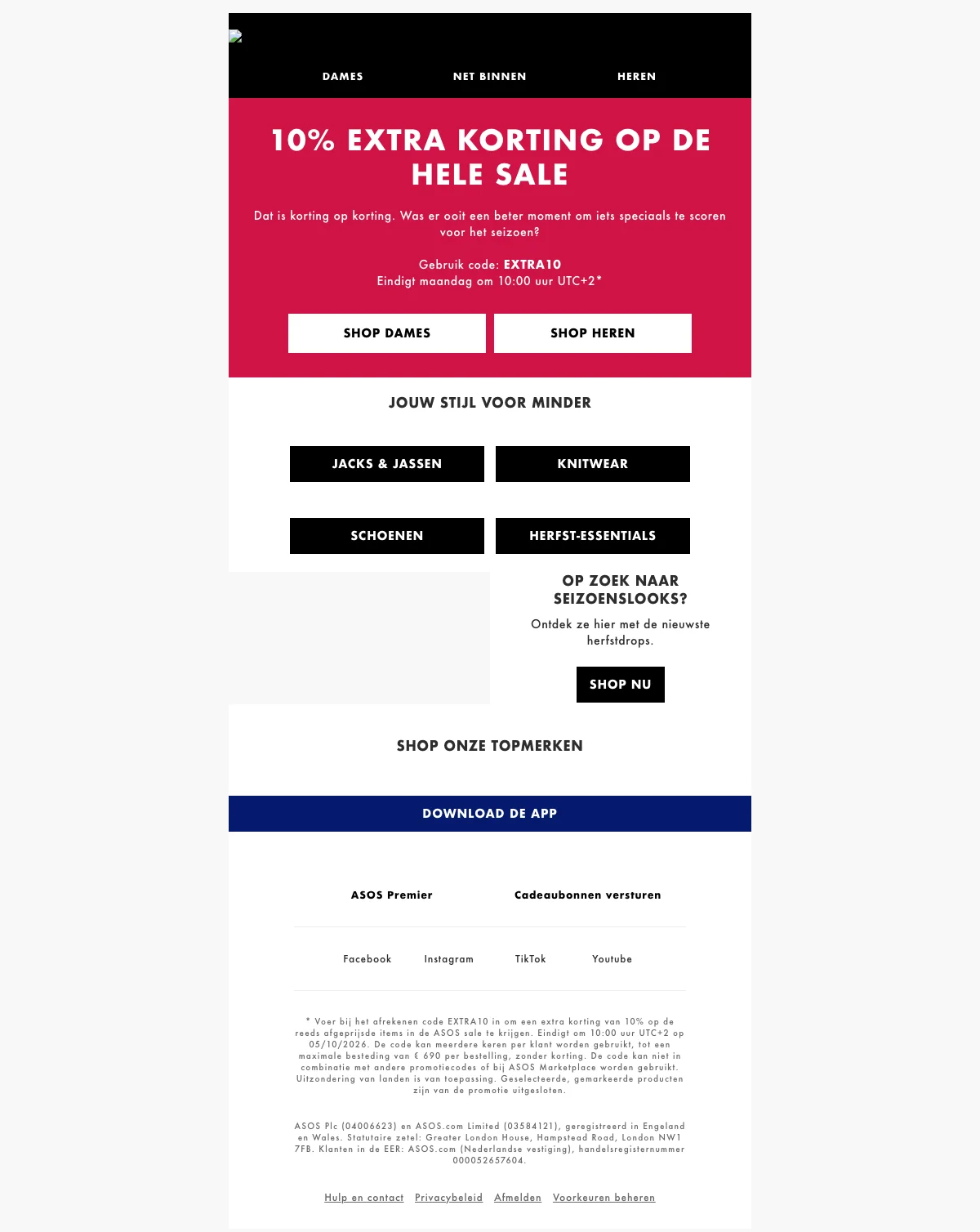 Bewijs van coupon - ASOS - Kortingscode: [[10% extra korting]] op de volledige sale, dames en heren
