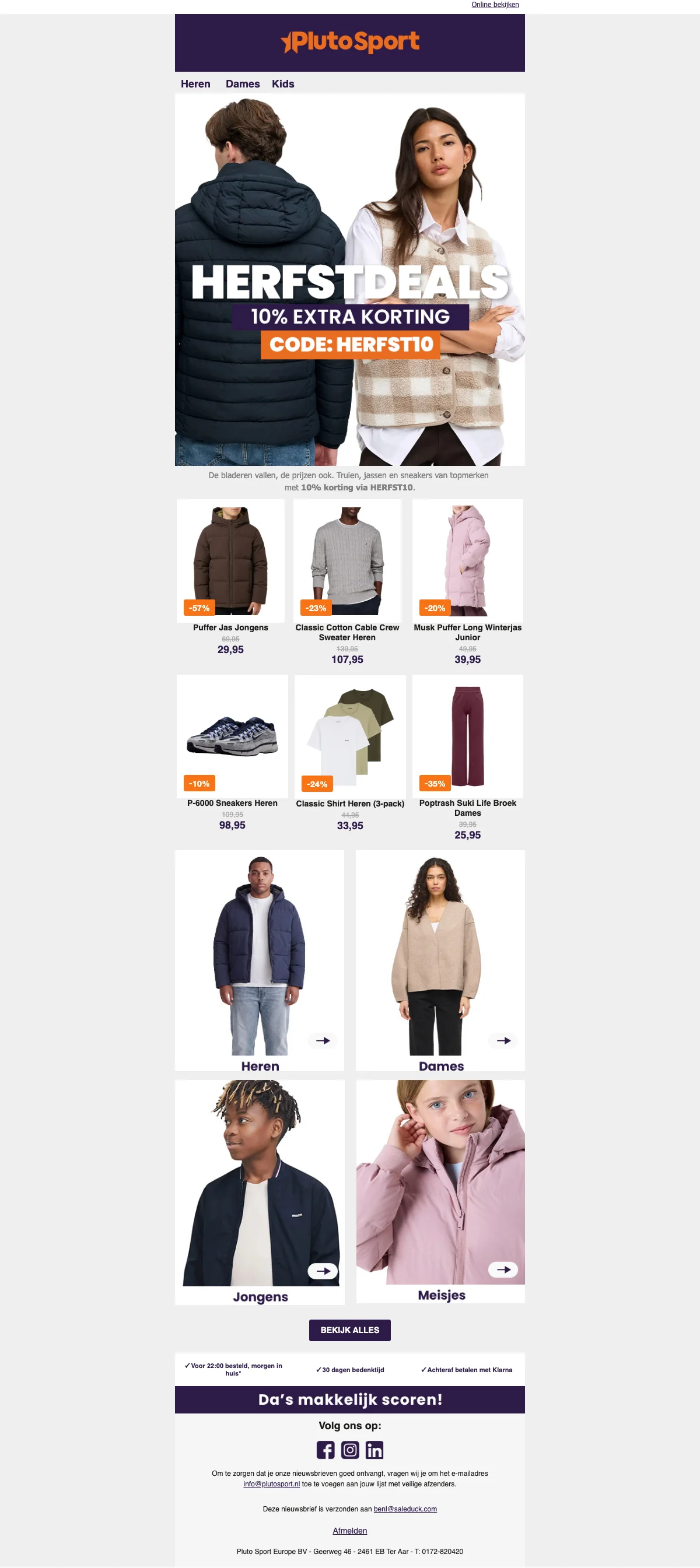 Bewijs van coupon - Plutosport - Kortingscode: [[10% extra]] op herfstdeals, tot 60% op merken