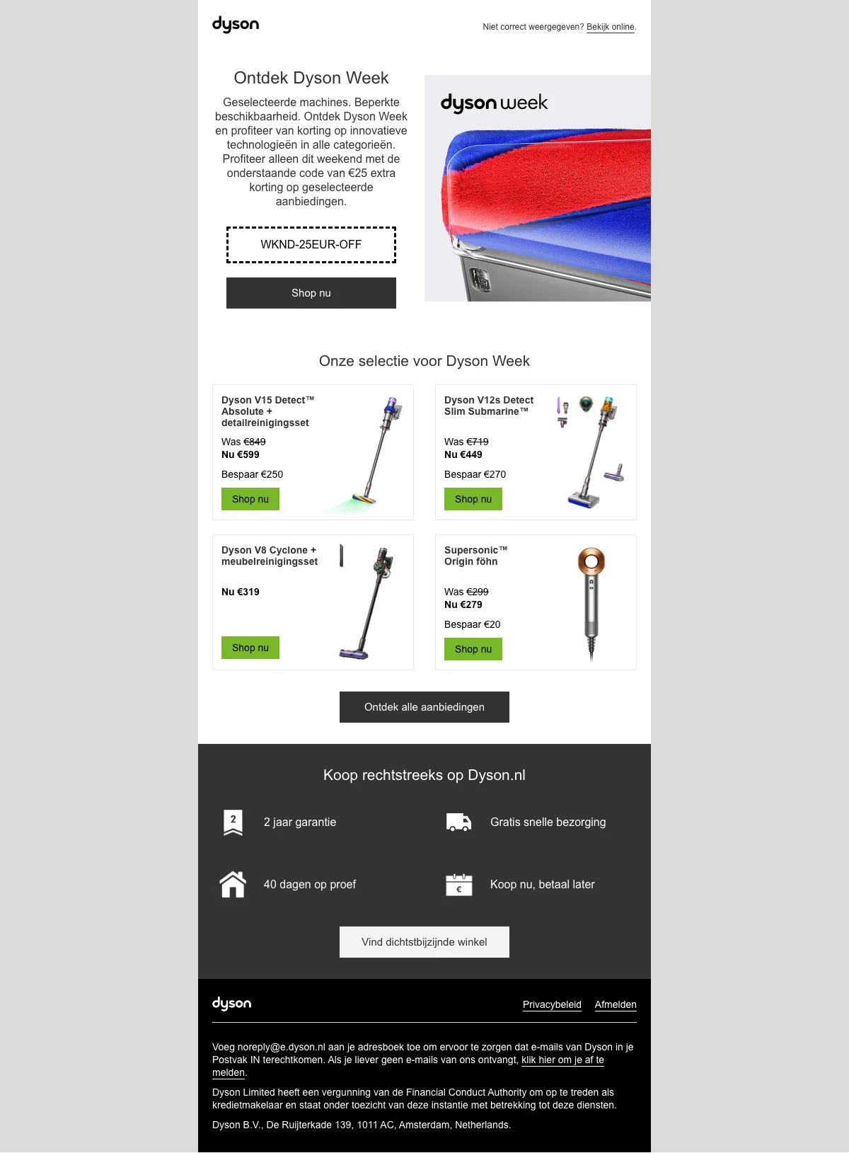Bewijs van coupon - Dyson - Kortingscode: [[€25 extra korting]] op geselecteerde aanbiedingen