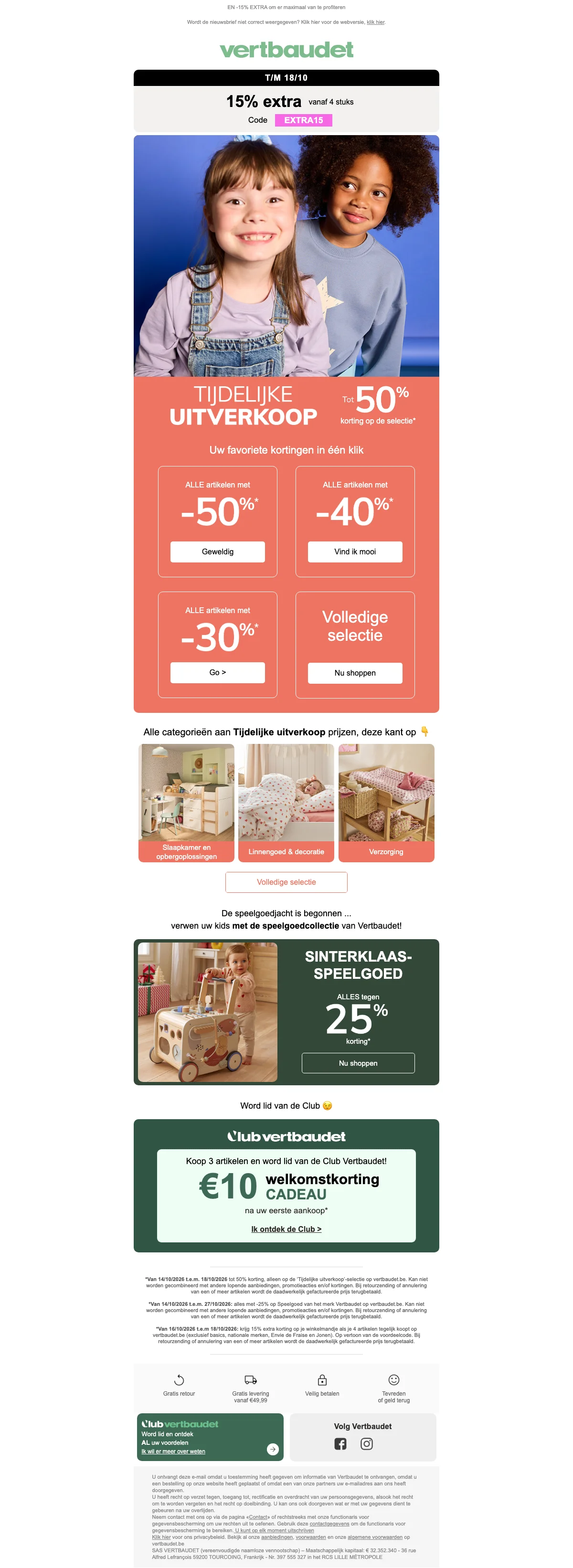 Bewijs van coupon - Vertbaudet - Kortingscode: [[15% extra]] vanaf 4 stuks op geselecteerde items