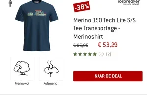 Alleen vandaag: tot -40% op merinoshirts van Icebreaker en Devold