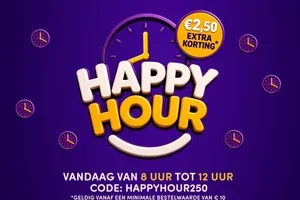 HAPPY HOUR!⏱️ €2,50 éxtra korting op alles