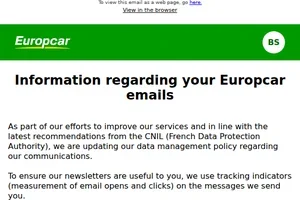 Information regarding your Europcar emails