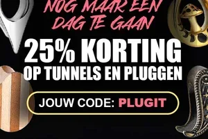 Het is voorbij voordat je het weet ☹️ De 25% korting op tunnels en pluggen eindigt vandaag, 