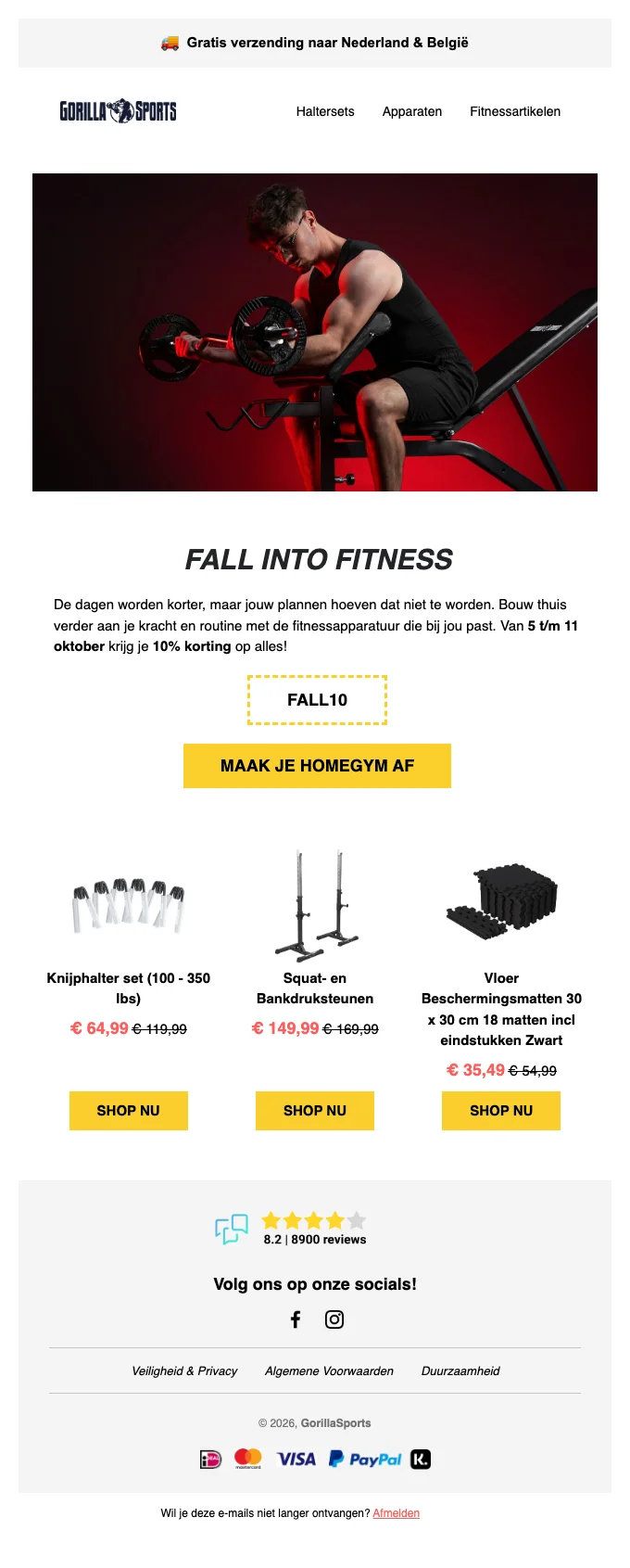 Bewijs van coupon - Gorillasports - Kortingscode: [[10% korting]] op alles, inclusief haltersets en apparaten