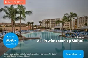 All-inclusive winterzonvakantie Malta v.a. 369 | 4*-hotel in Brugge + ontbijt & parkeren v.a. 64,50 p.p.!