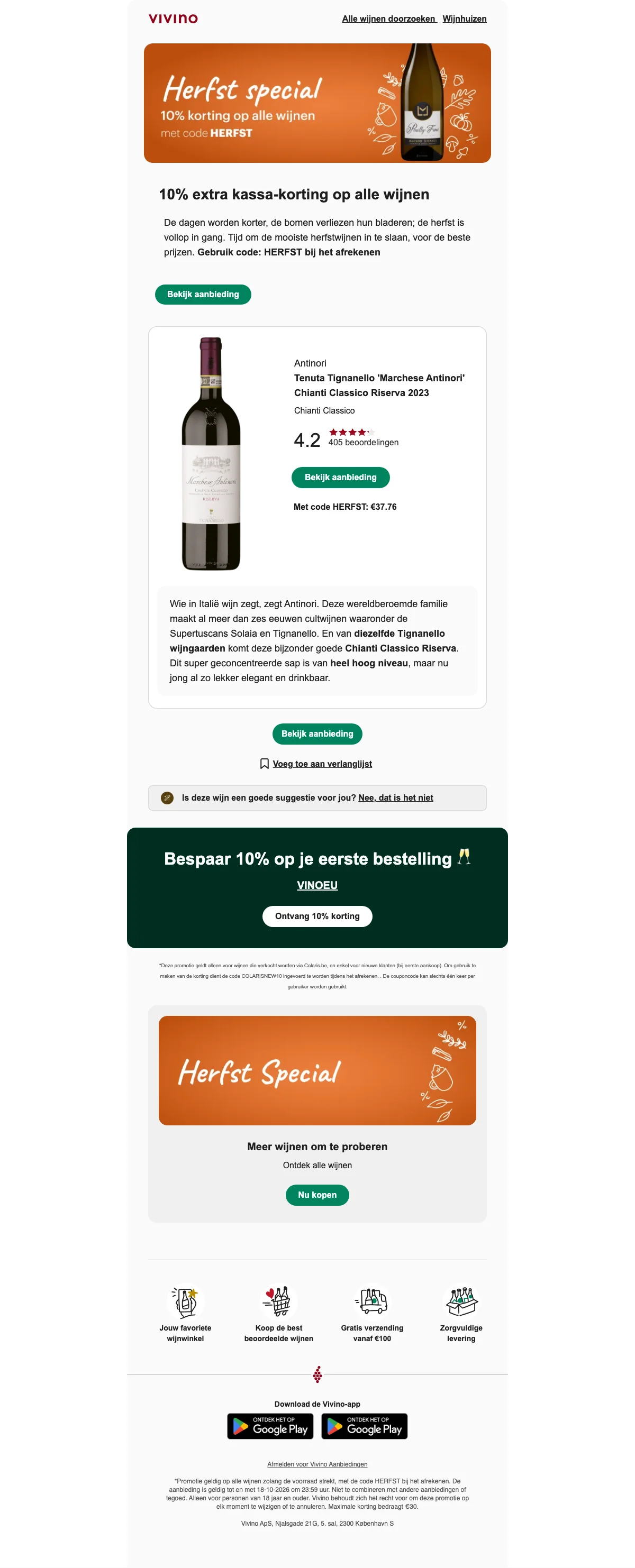 Bewijs van coupon - Vivino - Kortingsactie: [[10% extra korting]] op alle wijnen bij afrekenen