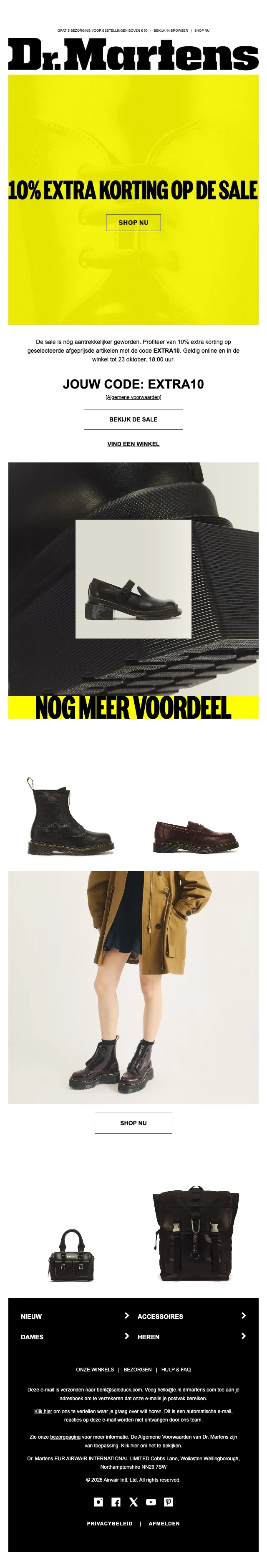 Bewijs van coupon - Dr Martens - Kortingsactie: 10% extra korting op geselecteerde afgeprijsde artikelen