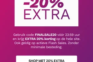Eindigt vandaag! -20% EXTRA op ALLES