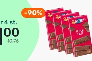 4x Jacques melkchocolade voor €1 😍