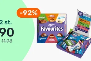 2x Milka Favourites voor €0,90. Op = op