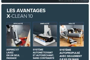 X-Clean 10 : aspirez & lavez en un seul geste