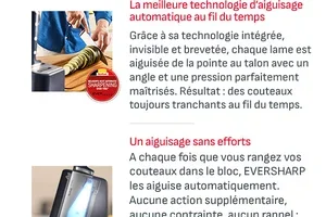 Soldes -47% : Bloc de 6 couteaux auto-aiguisant