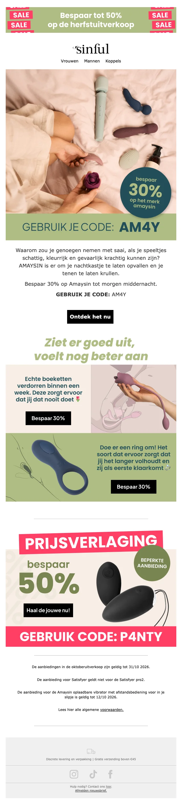 Bewijs van coupon - Sinful - Kortingsactie: [[30% korting]] tijdens herfstuitverkoop op artikelen