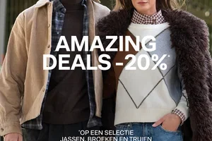 Amazing deals: -20% op jassen, truien en broeken.*