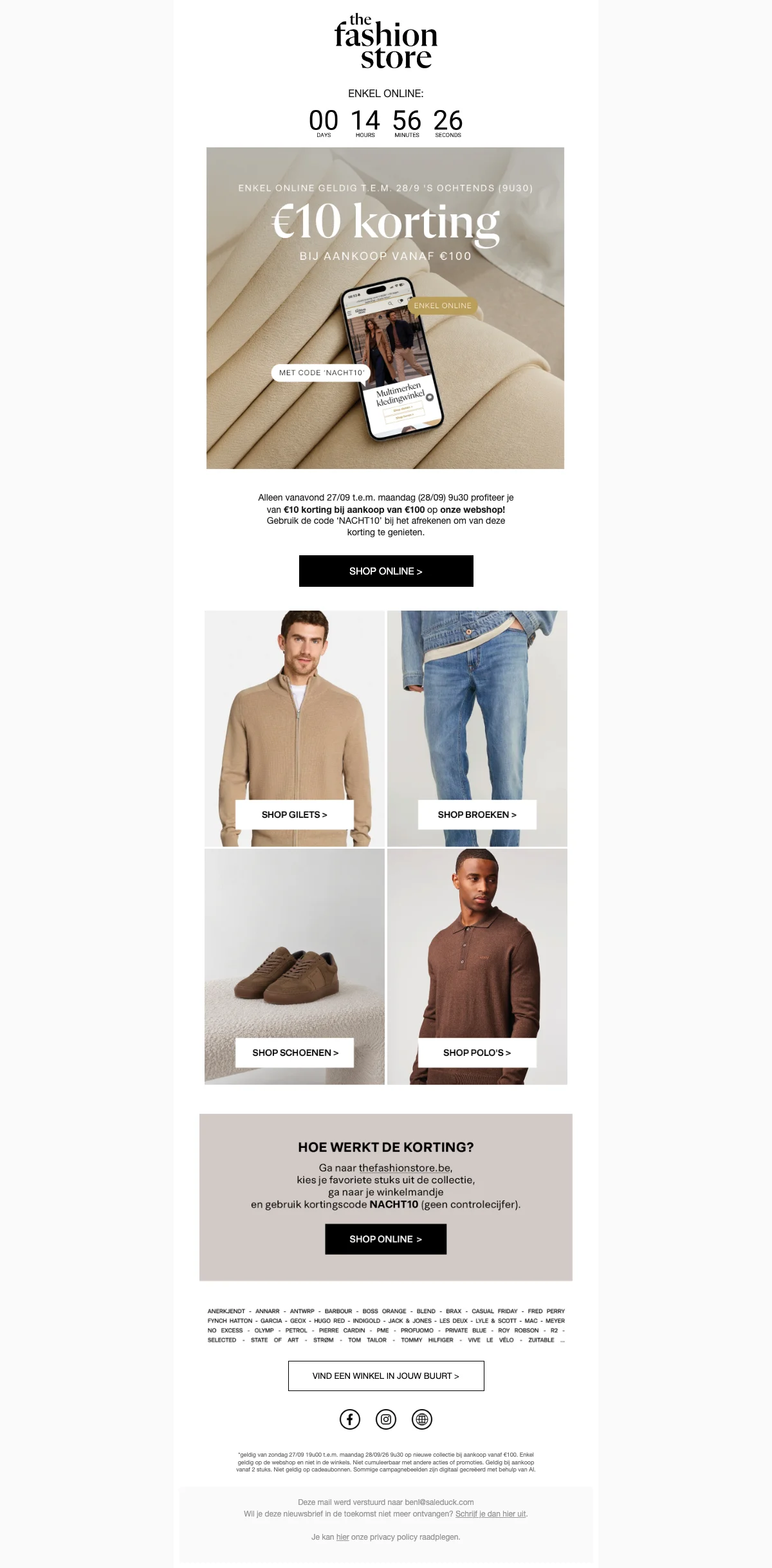 Bewijs van coupon - The Fashion Store - Krijg [[€10 korting]] bij besteding vanaf €100
