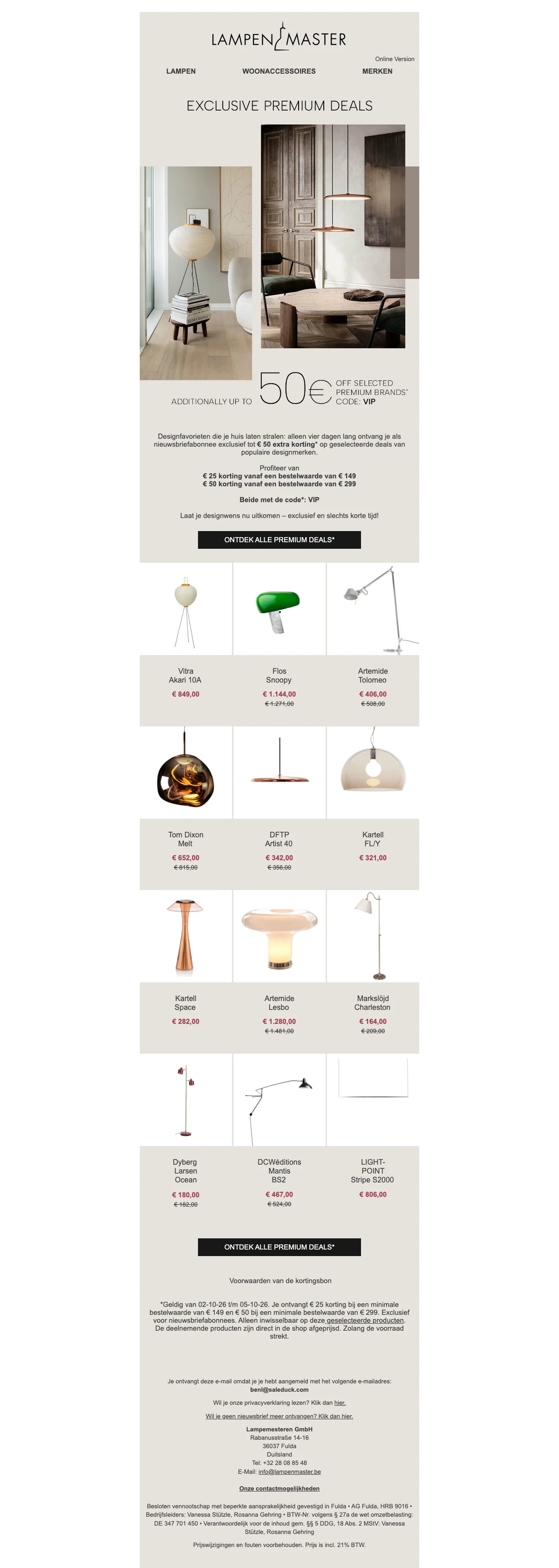 Bewijs van coupon - Lampenmaster - Kortingscode: [[tot €50 korting]] op geselecteerde premium deals
