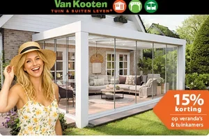 Tijdelijk extra JUBILEUMVOORDEEL op veranda's, tuinkamers en overkappingen bij Van Kooten Tuin & Buiten Leven