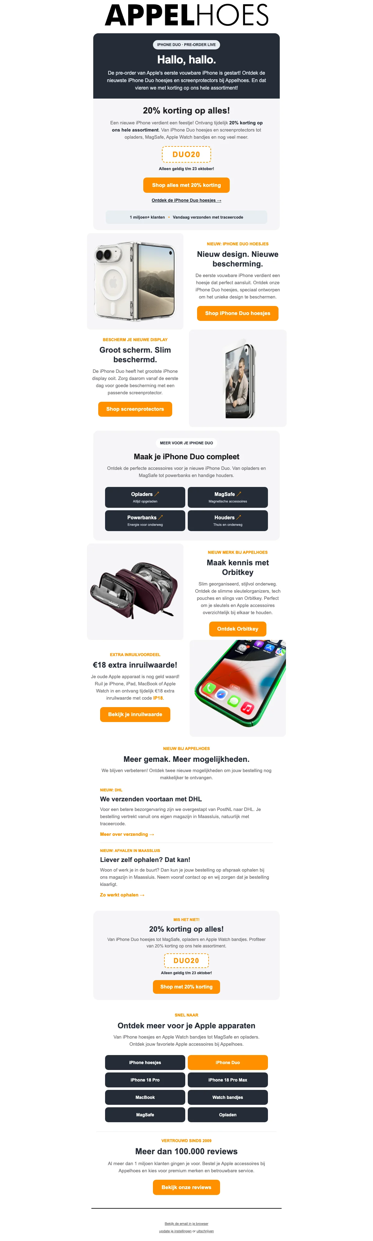 Bewijs van coupon - Appelhoes - Kortingsactie: [[20% korting]] op alles inclusief iPhone Duo accessoires