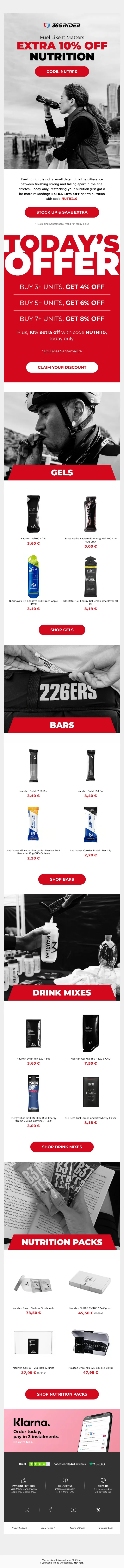 Bewijs van coupon - 365rider - Kortingscode: [[10% extra korting]] op sportvoeding, vandaag geldig