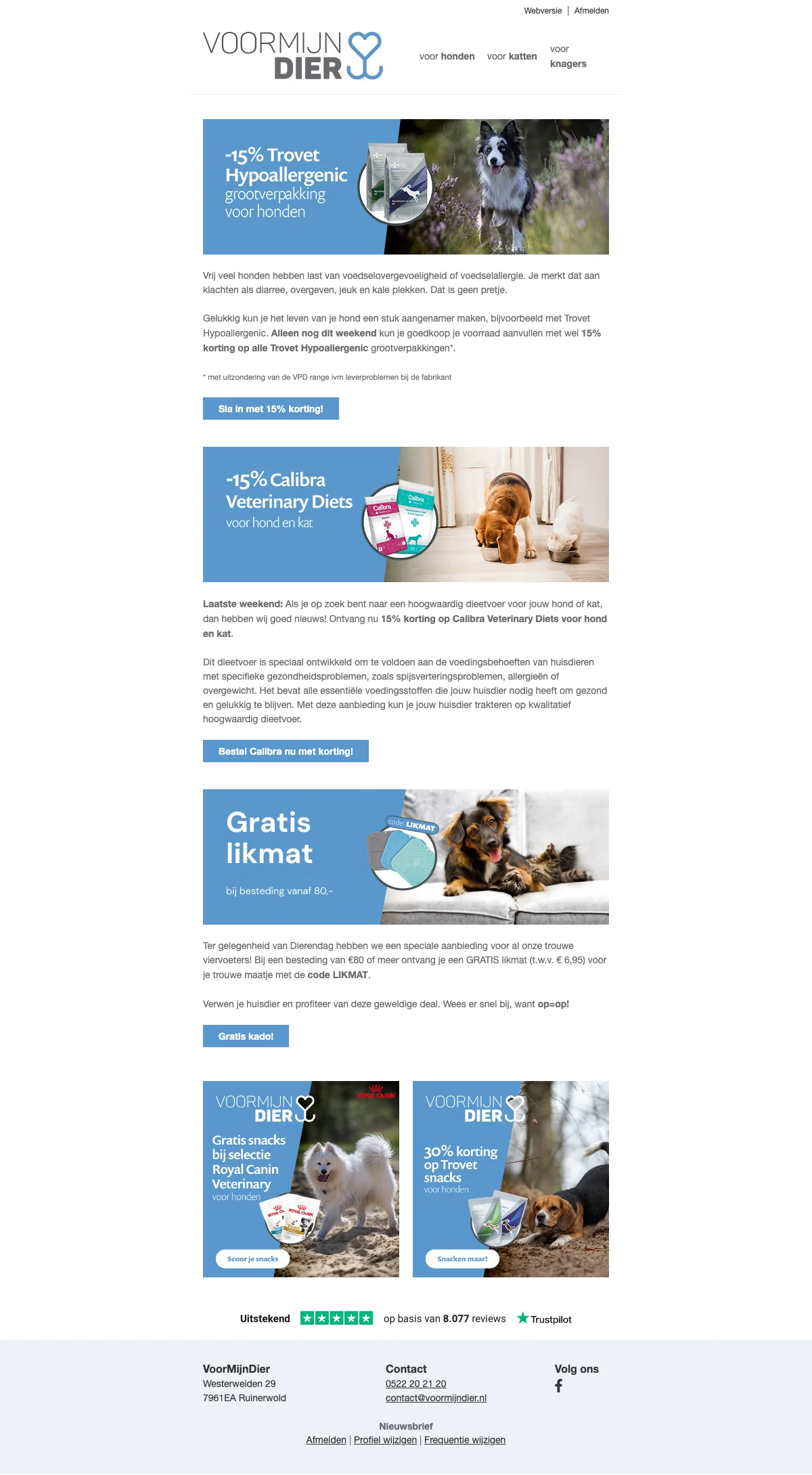 Bewijs van coupon - Voormijndier - Kortingscode: [[15% korting]] op dieetvoer, gratis cadeau vanaf €80