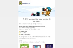 Kleine herinnering: je 20% korting loopt bijna af