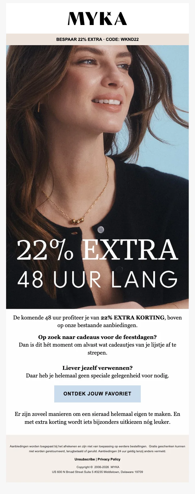 Bewijs van coupon - MYKA - Kortingscode: [[22% extra]] op je bestelling in de webshop