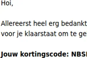 Nogmaals bedankt voor je aanmelding