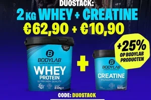 DUOSTACK: 2 kg Whey € 62,90 + Creatine € 10,90