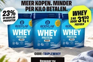 Whey vanaf €29,50 – of 3× voor €31,50 per kilo!