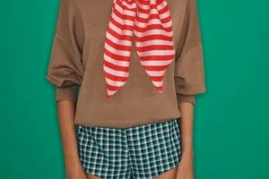 Wool-blend sweater with scarf detail