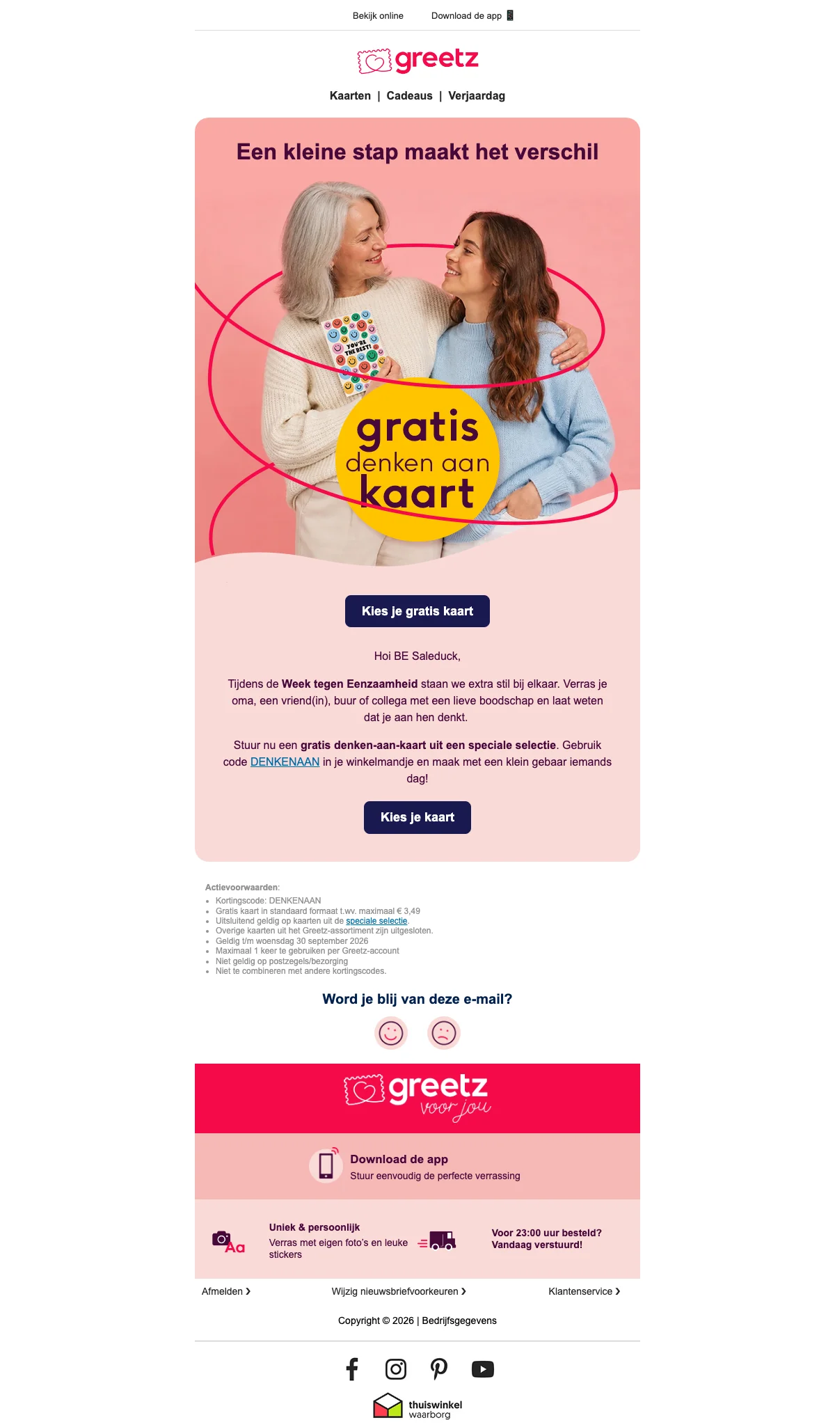 Bewijs van coupon - Greetz - [[Gratis kaart]] uit speciale selectie ter waarde van €3,49