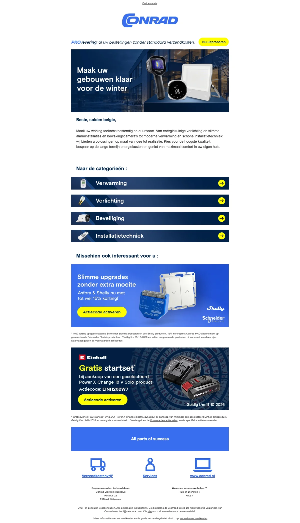 Bewijs van coupon - Conrad - Kortingscode: [[gratis startset]] bij aankoop van 18V solo-product