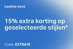 Laatste kans om 15% extra korting te krijgen op outlet en geselecteerde stijlen ⚠️