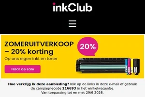 Zomeruitverkoop: 20% korting op inkt en toner