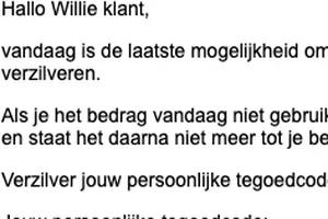 Vandaag laatste dag: jouw tegoed vervalt