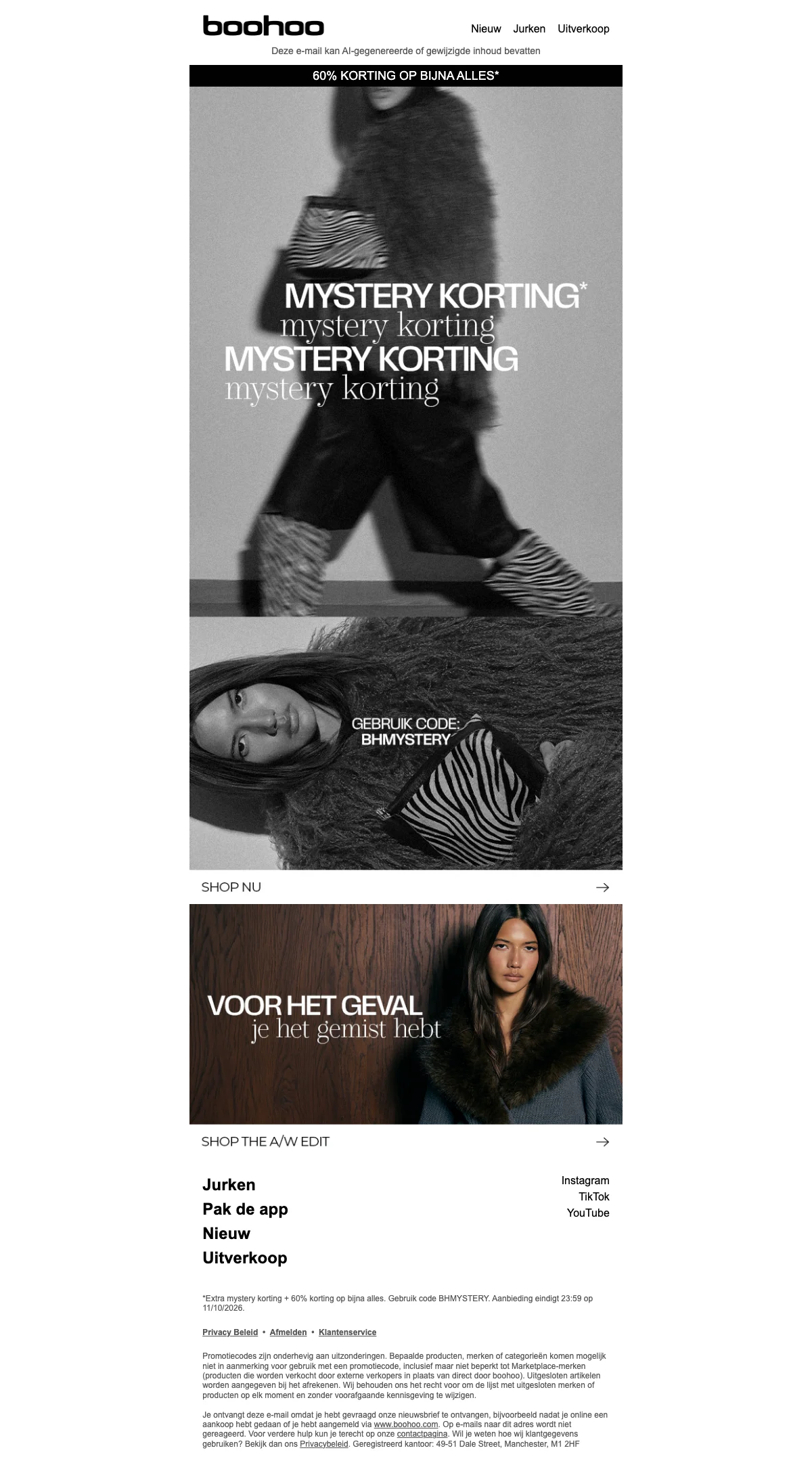 Bewijs van coupon - Boohoo - Kortingscode: [[mysterie-aanbieding]] voor online aankopen