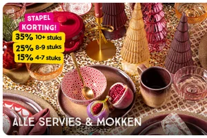 Tot wel 35% korting op al het losse servies en mokken