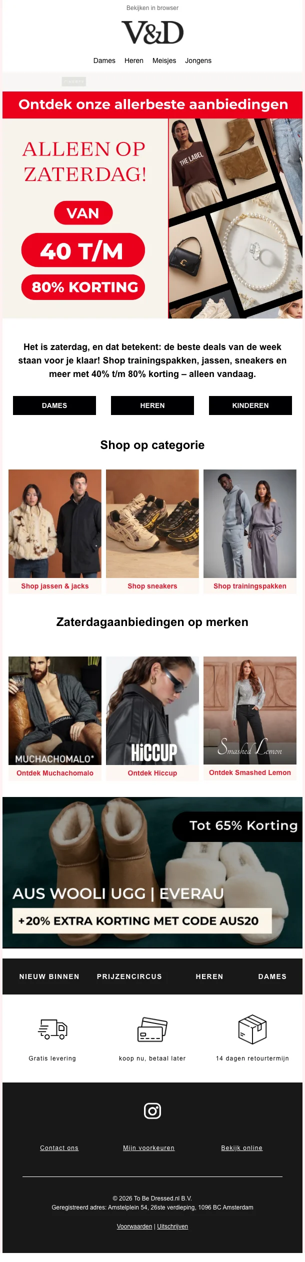Bewijs van coupon - V&D - Kortingsactie: [[20% extra korting]] op jassen en geselecteerde items